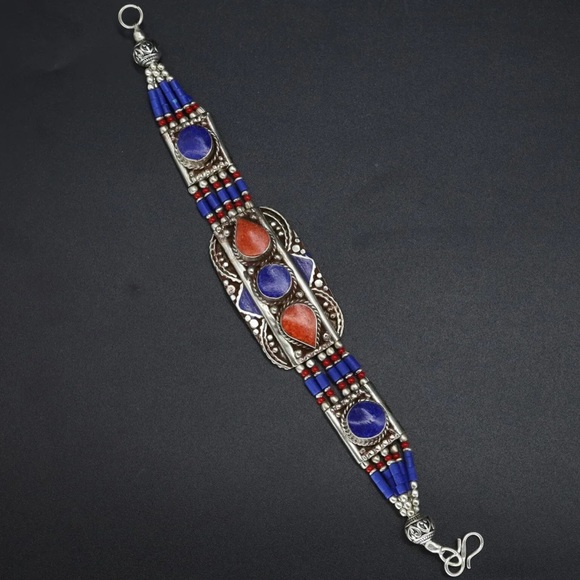 Tibetan silver gemstone ethnic bracelets - Picture 9 of 16